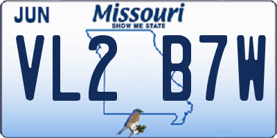 MO license plate VL2B7W