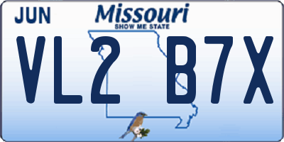 MO license plate VL2B7X