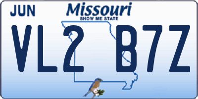 MO license plate VL2B7Z