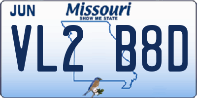 MO license plate VL2B8D