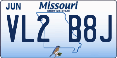 MO license plate VL2B8J