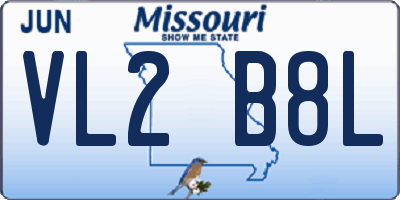 MO license plate VL2B8L