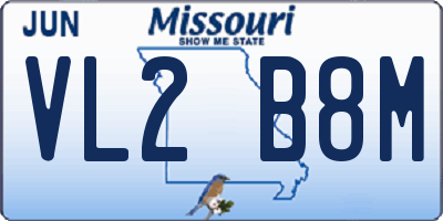 MO license plate VL2B8M