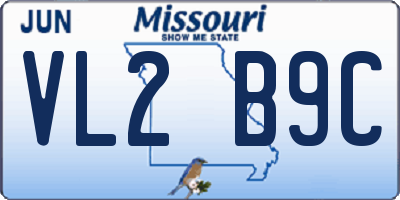 MO license plate VL2B9C