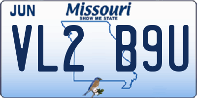 MO license plate VL2B9U