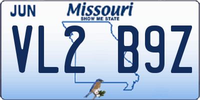 MO license plate VL2B9Z