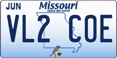 MO license plate VL2C0E