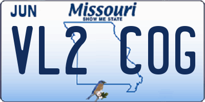 MO license plate VL2C0G