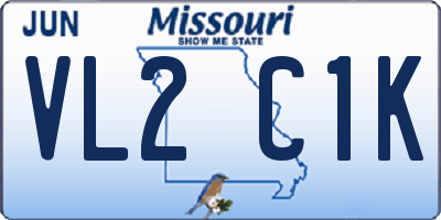 MO license plate VL2C1K