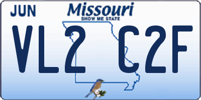 MO license plate VL2C2F