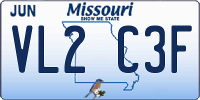 MO license plate VL2C3F