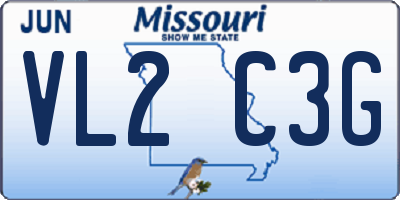 MO license plate VL2C3G