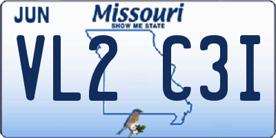 MO license plate VL2C3I
