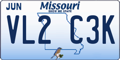 MO license plate VL2C3K