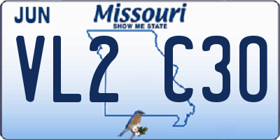 MO license plate VL2C3O