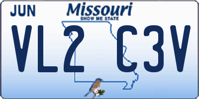 MO license plate VL2C3V