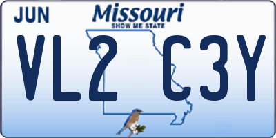 MO license plate VL2C3Y