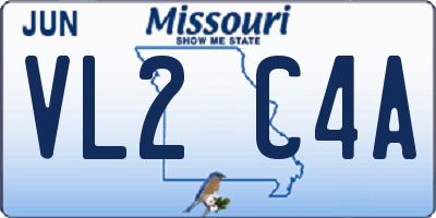 MO license plate VL2C4A