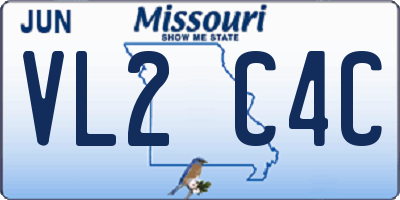 MO license plate VL2C4C