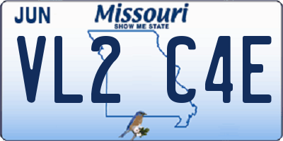 MO license plate VL2C4E