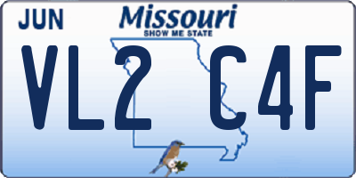 MO license plate VL2C4F