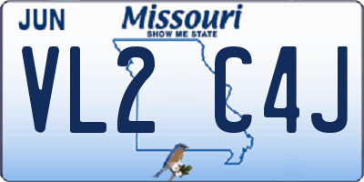 MO license plate VL2C4J