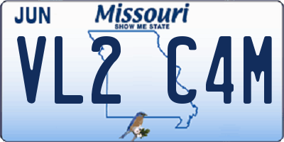 MO license plate VL2C4M