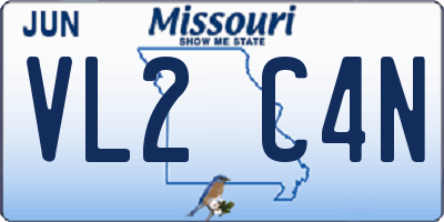 MO license plate VL2C4N