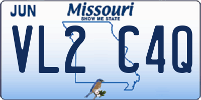 MO license plate VL2C4Q