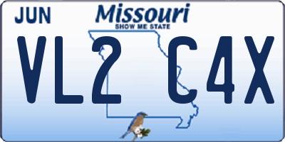 MO license plate VL2C4X