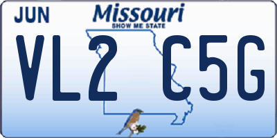 MO license plate VL2C5G
