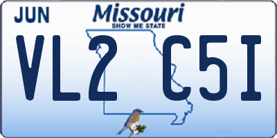 MO license plate VL2C5I