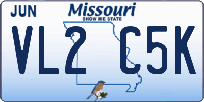 MO license plate VL2C5K
