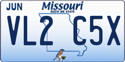 MO license plate VL2C5X