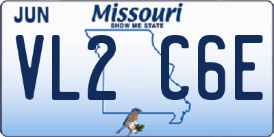 MO license plate VL2C6E