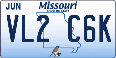 MO license plate VL2C6K