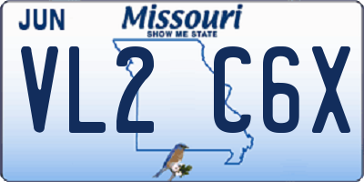 MO license plate VL2C6X