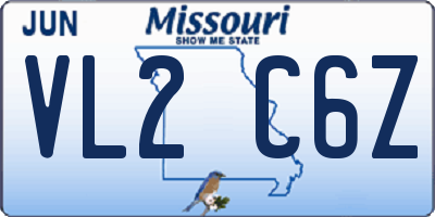 MO license plate VL2C6Z