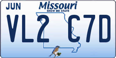 MO license plate VL2C7D