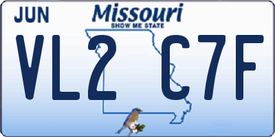 MO license plate VL2C7F