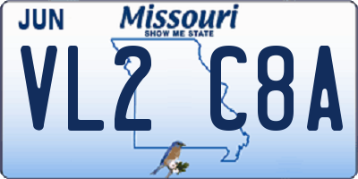 MO license plate VL2C8A