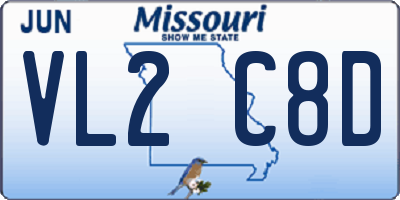 MO license plate VL2C8D