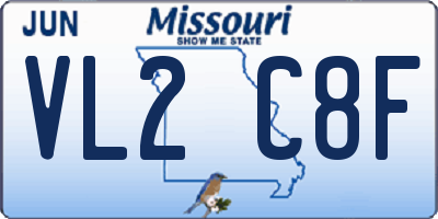 MO license plate VL2C8F