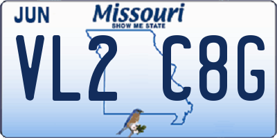 MO license plate VL2C8G