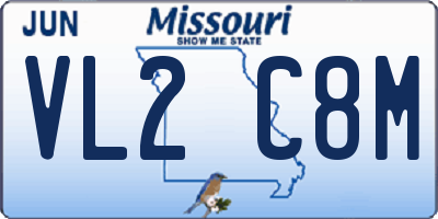 MO license plate VL2C8M