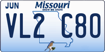 MO license plate VL2C8O