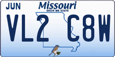 MO license plate VL2C8W