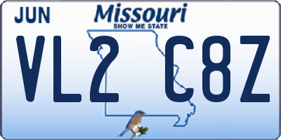 MO license plate VL2C8Z