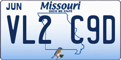 MO license plate VL2C9D