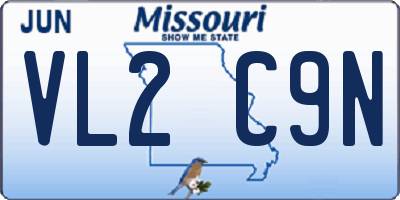 MO license plate VL2C9N